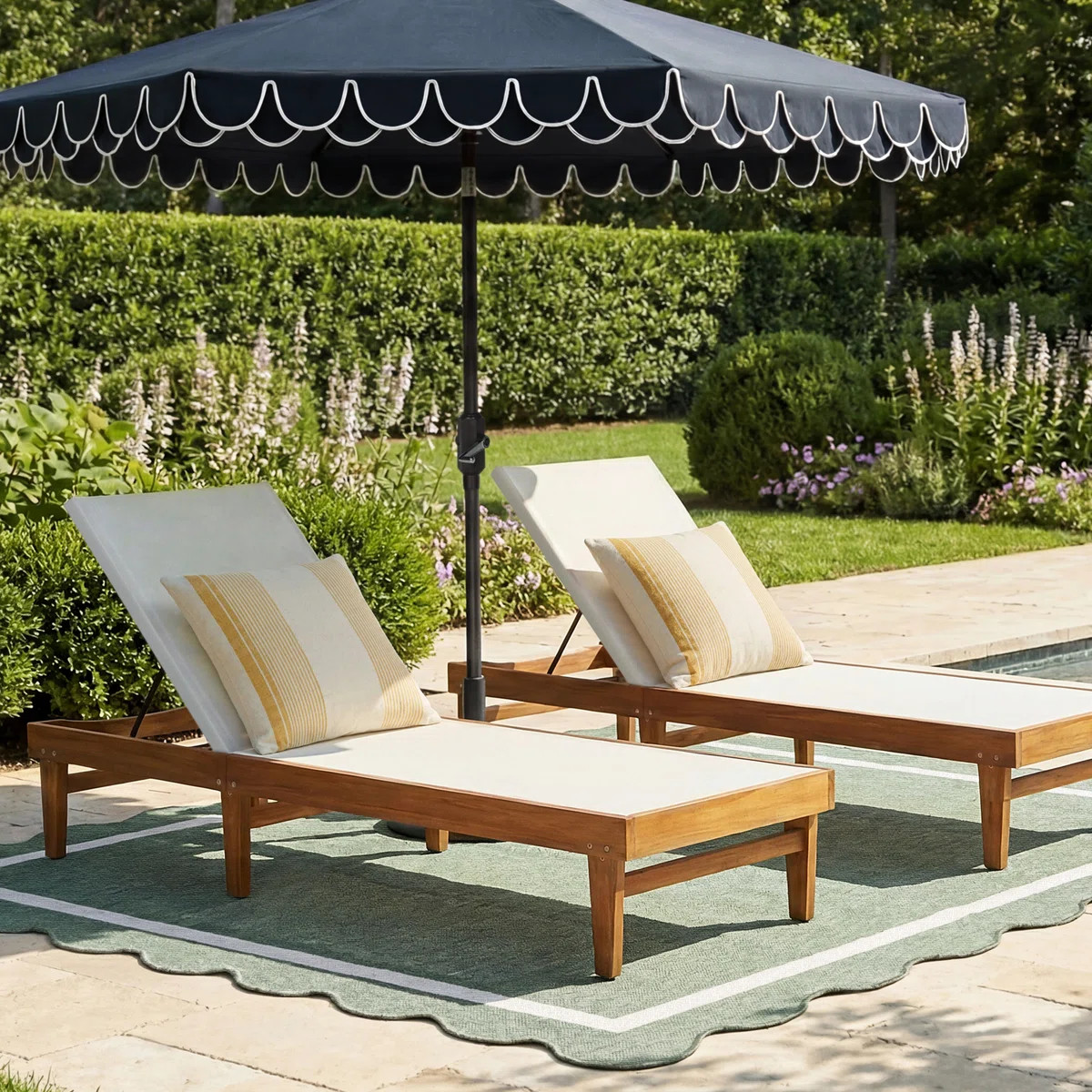 Scheiner 24'' Outdoor Acacia Chaise Lounge (Set of 2) | Wayfair North America