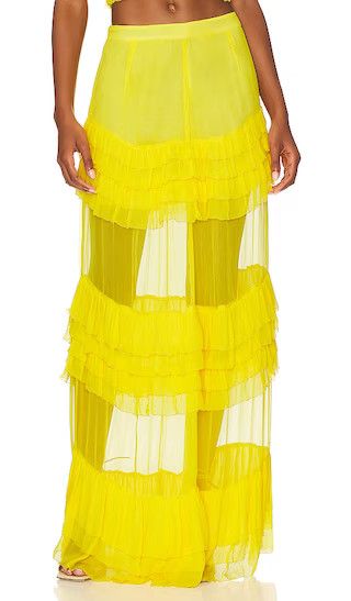 Harriet Ruffle Maxi Skirt in Canary | Revolve Clothing (Global)