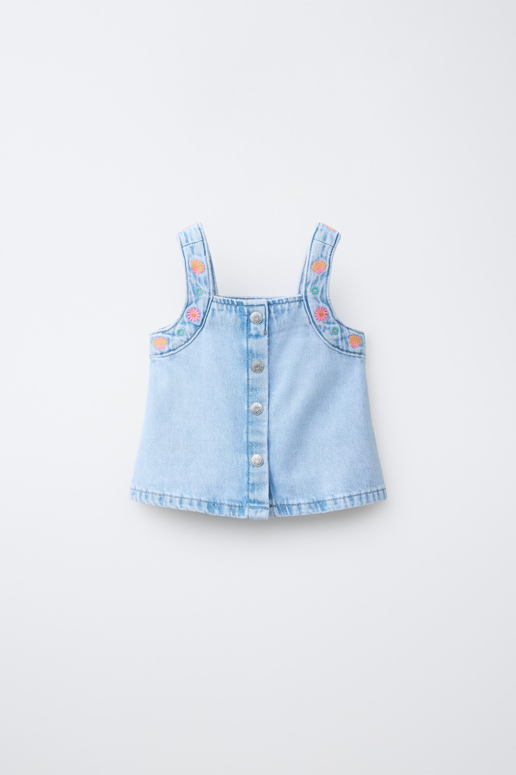 EMBROIDERED DENIM TOP | Zara US