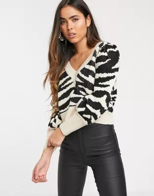 Skylar Rose cropped sweater in zebra knit | ASOS US