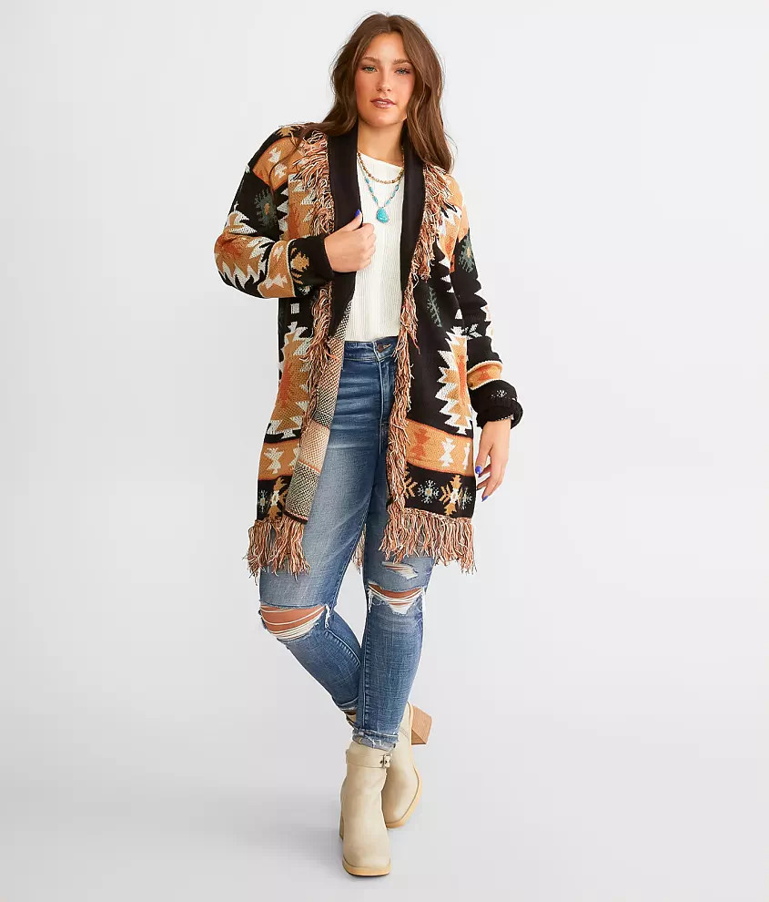 Southwestern Fringe Cardigan Sweater | Buckle