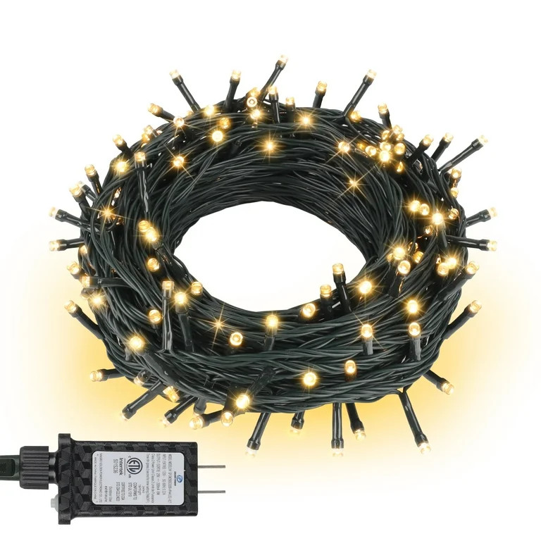 NITIDSKY 33ft 100 LED Plug in Christmas Lights Green Wire Twinkle Christmas Tree Lights, Warm Whi... | Walmart (US)