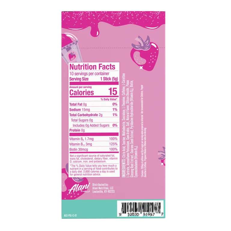 Alani Nu Energy Sticks, Pink Slush, 10 Count, 200mg Caffeine, Zero Sugar | Walmart (US)