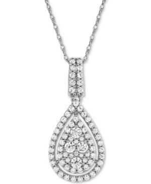 Diamond Pave Teardrop 18" Pendant Necklace (1 ct. t.w.) in 14k White Gold or 14k Yellow Gold | Macys (US)