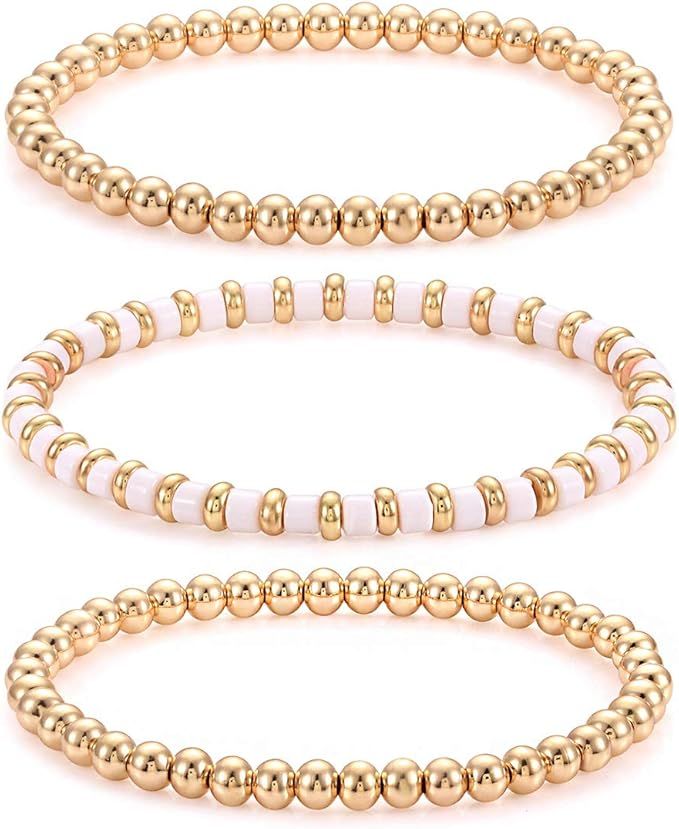 NVENF Beaded Bracelets for Women Brass Bead Ball Chain Bracelets Rainbow Enamel Tile Bracelets fo... | Amazon (US)