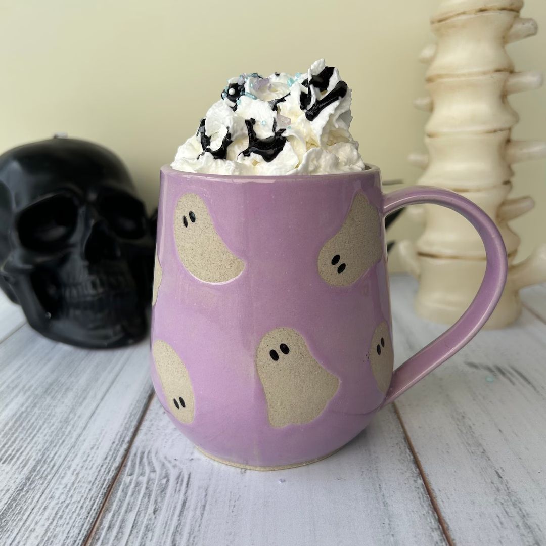 Purple Ghost Mug Ceramic Autumn Gift for Her Retro Fall Mug - Etsy | Etsy (US)