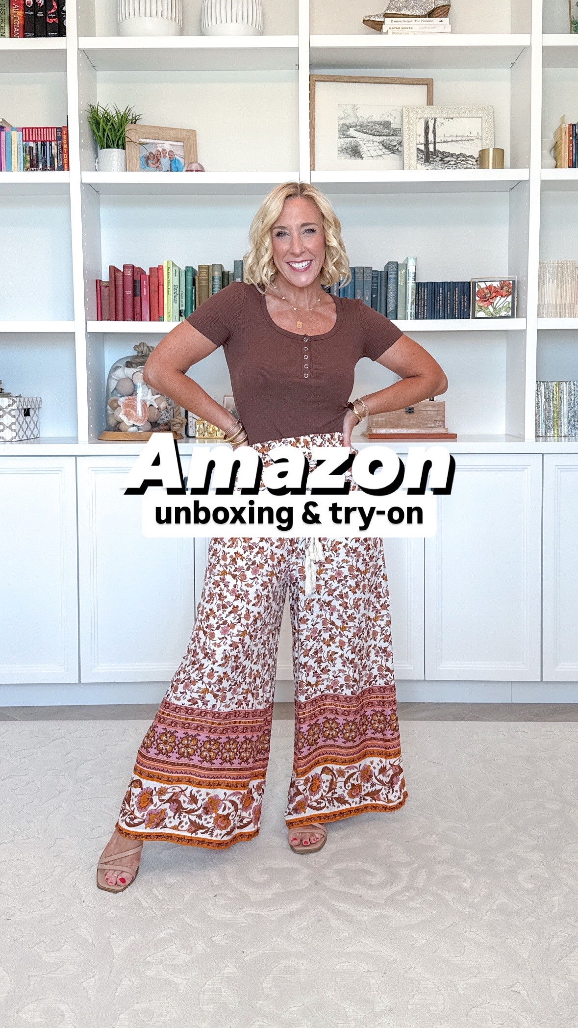 Amazon unboxing & try-on:
* floral dress (from beginning) - size small.
1. Wide leg pants w/belt - size small. 
• Brown henley tee - size small. 
2. Yellow midi dress - size small. 
3. Sriped 2-piece set - size small. 
4. Striped scuba knit dress - size small. 
5. Denim overall shorts - size small. 

#LTKSeasonal #LTKFindsUnder50 #LTKPetite