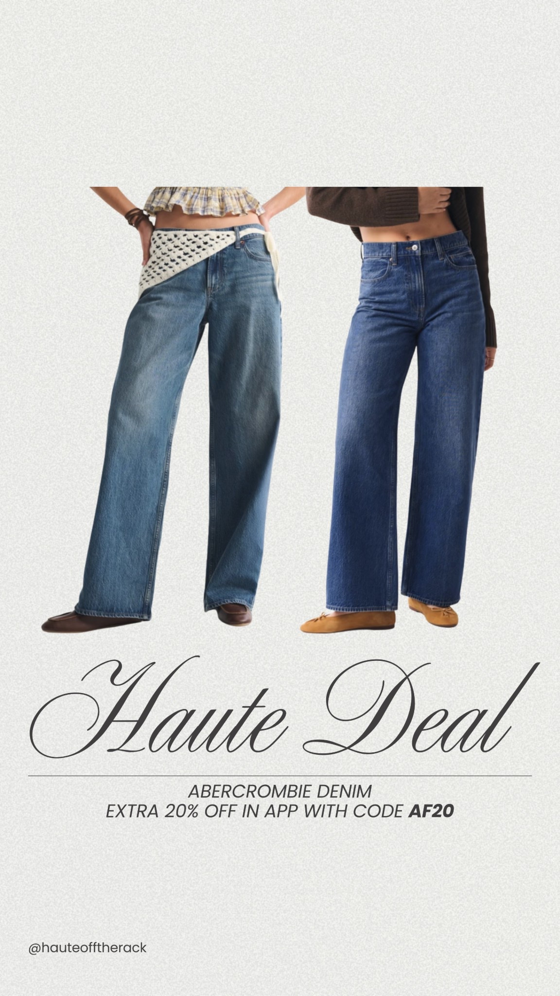 Save on Abercrombie denim with code AF20

#Abercrombie #denim #highrisejean #salealert #denimjeans #lowrisejeans

#LTKSeasonal #LTKSaleAlert #LTKootd