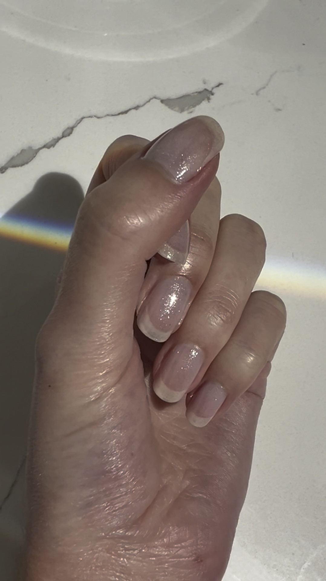 Manicurist GreenFlash semi-gel polish
Colors: Hortencia + Diamant on top ✨ 

Lasts a week and removes in minutes!

#Manicurist #ManicuristGreenFlash #GelNails #AtHomeManicure #AtHomeGelNails #ShimmerNails #NudePinkNail #LTKBacktoSchool 

#LTKWedding #LTKBeauty