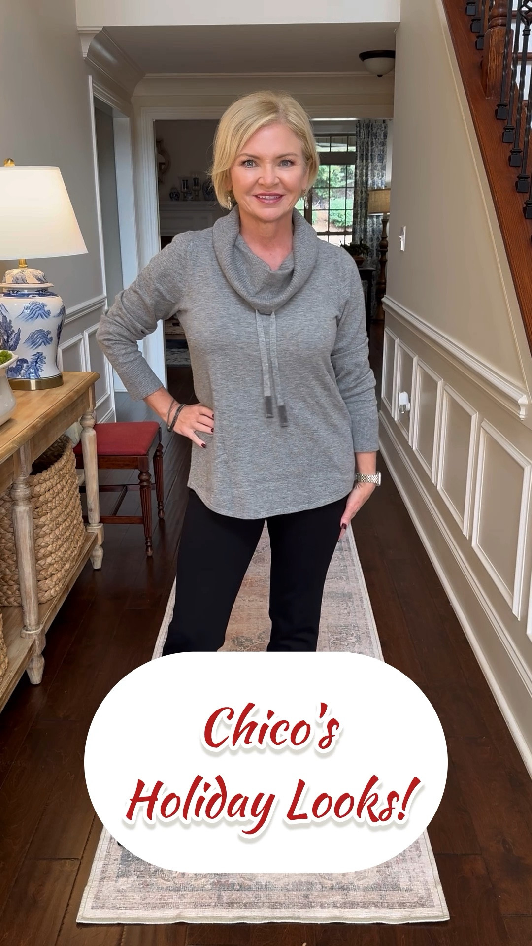 Chico's casual holiday outfits! Mix & match these pieces for comfortable and classy holiday looks. I'm wearing the sweater in Medium, best in Small and pants in 00 regular. 

#lovechicos
#chicospartner
#makingspiritsbright

Holiday outfits
Christmas outfit
Party outfit
Casual outfit
Petite
Over 50

#LTKOver40 #LTKHoliday #LTKWatchNow