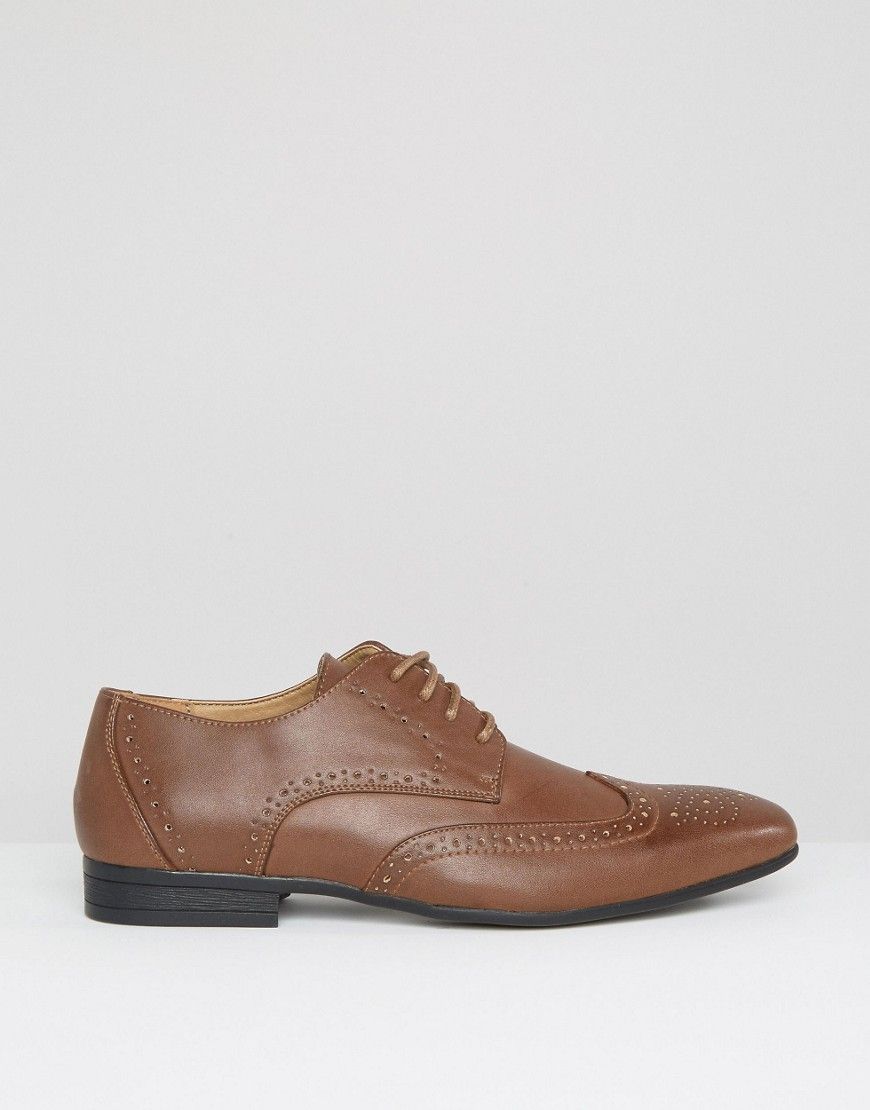 New Look Faux Leather Brogue In Brown | ASOS US
