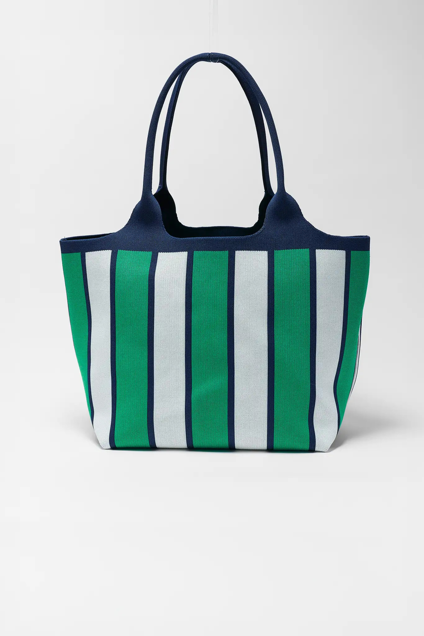 Green Striped Woven Tote Bag | Avara