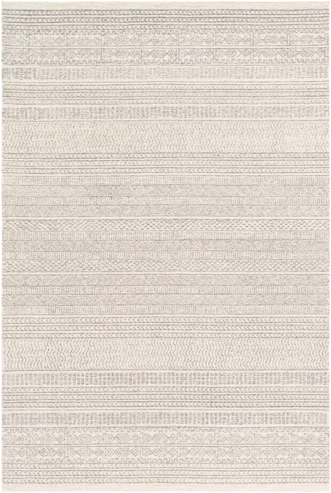 Lansing Geometric Handmade Tufted Wool Area Rug in Gray/Cream | Wayfair North America