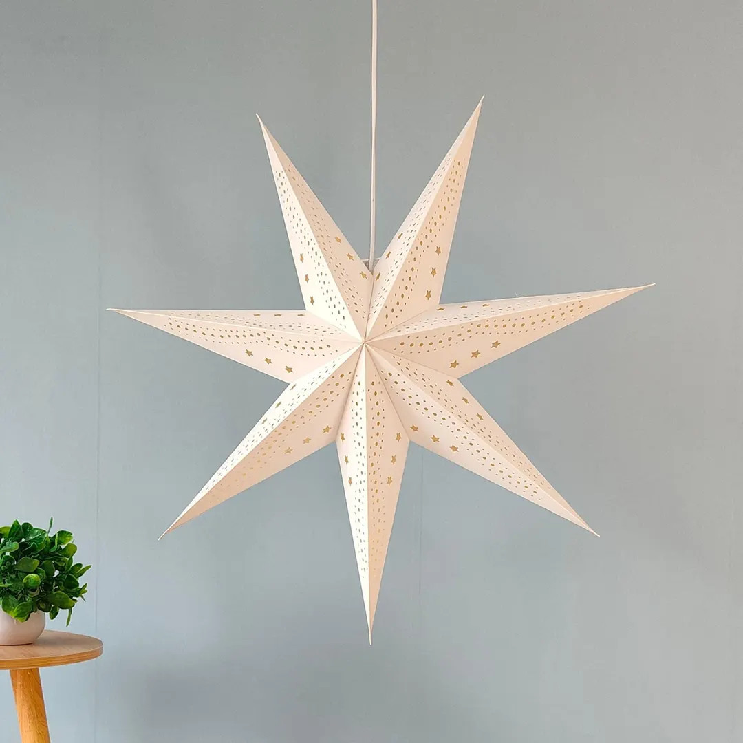 29" White Cutout Paper Star Lantern – Elegant Hanging Light for Holiday & Home Decor - Etsy | Etsy (US)