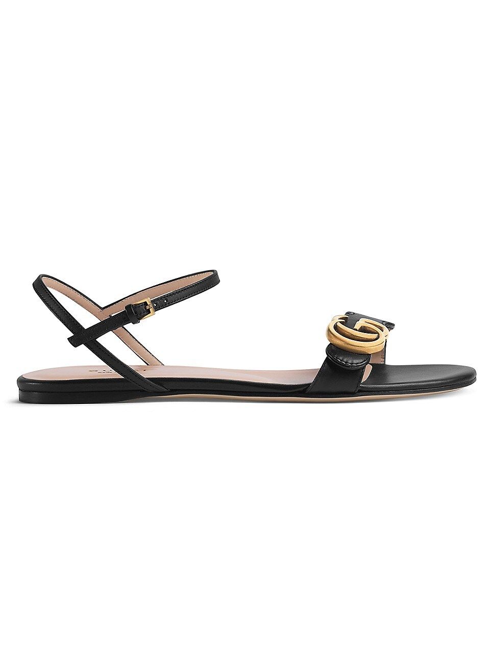 Gucci Women's Marmont Leather Double G Sandals - Black - Size 4 | Saks Fifth Avenue