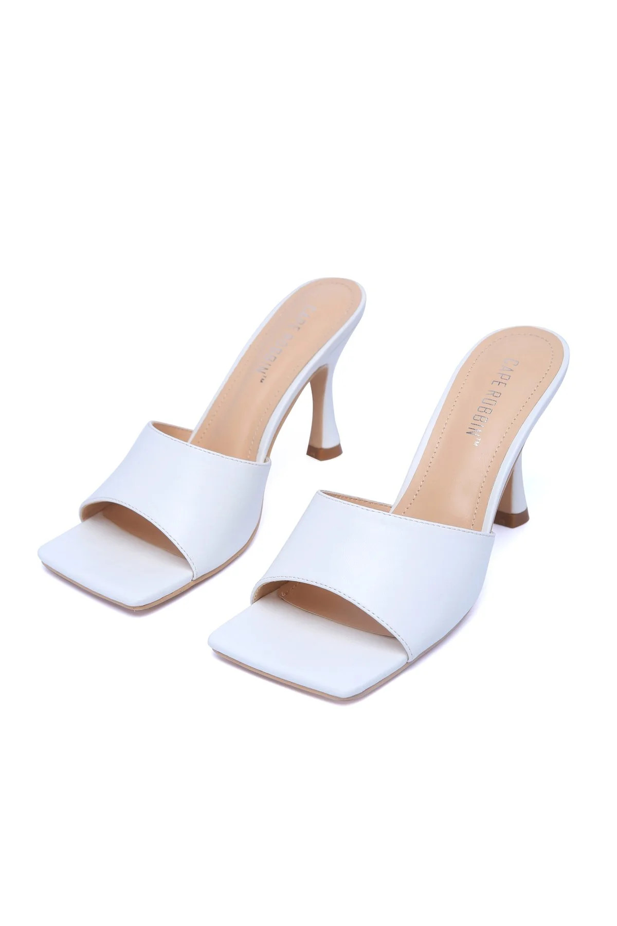 CAPE ROBBIN TOWN SQUARE ON YOUR KNEES HEEL SANDAL SQUARE TOE MULE WHITE (7.5, White) - Walmart.co... | Walmart (US)