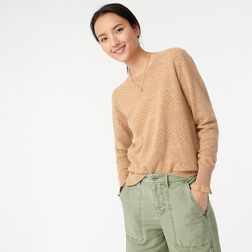 Cashmere crewneck sweater with pointelle stitch | J. Crew US