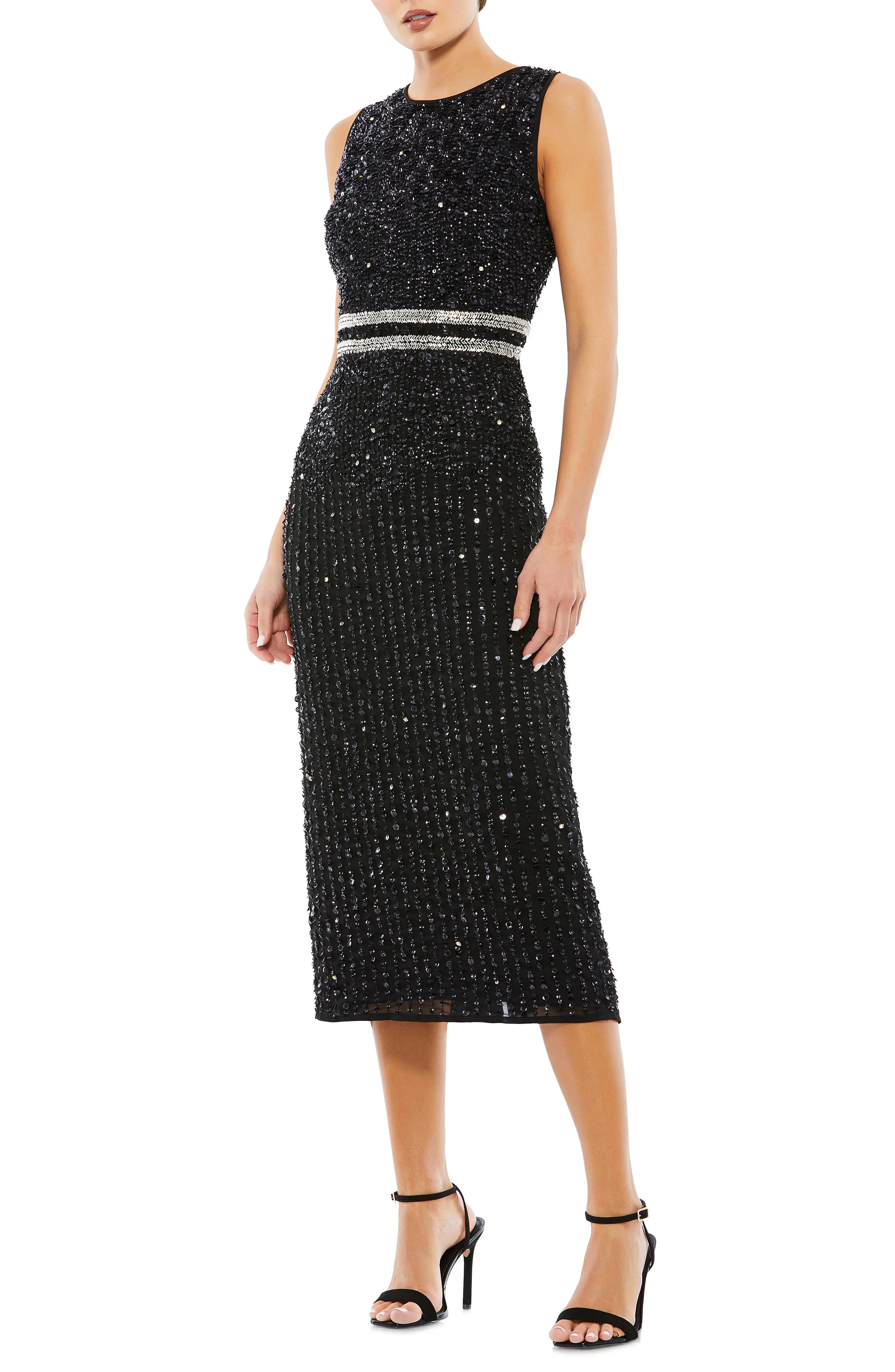 Sleeveless High Neck Beaded Midi Sheath Dress (Women) | Nordstrom | Nordstrom
