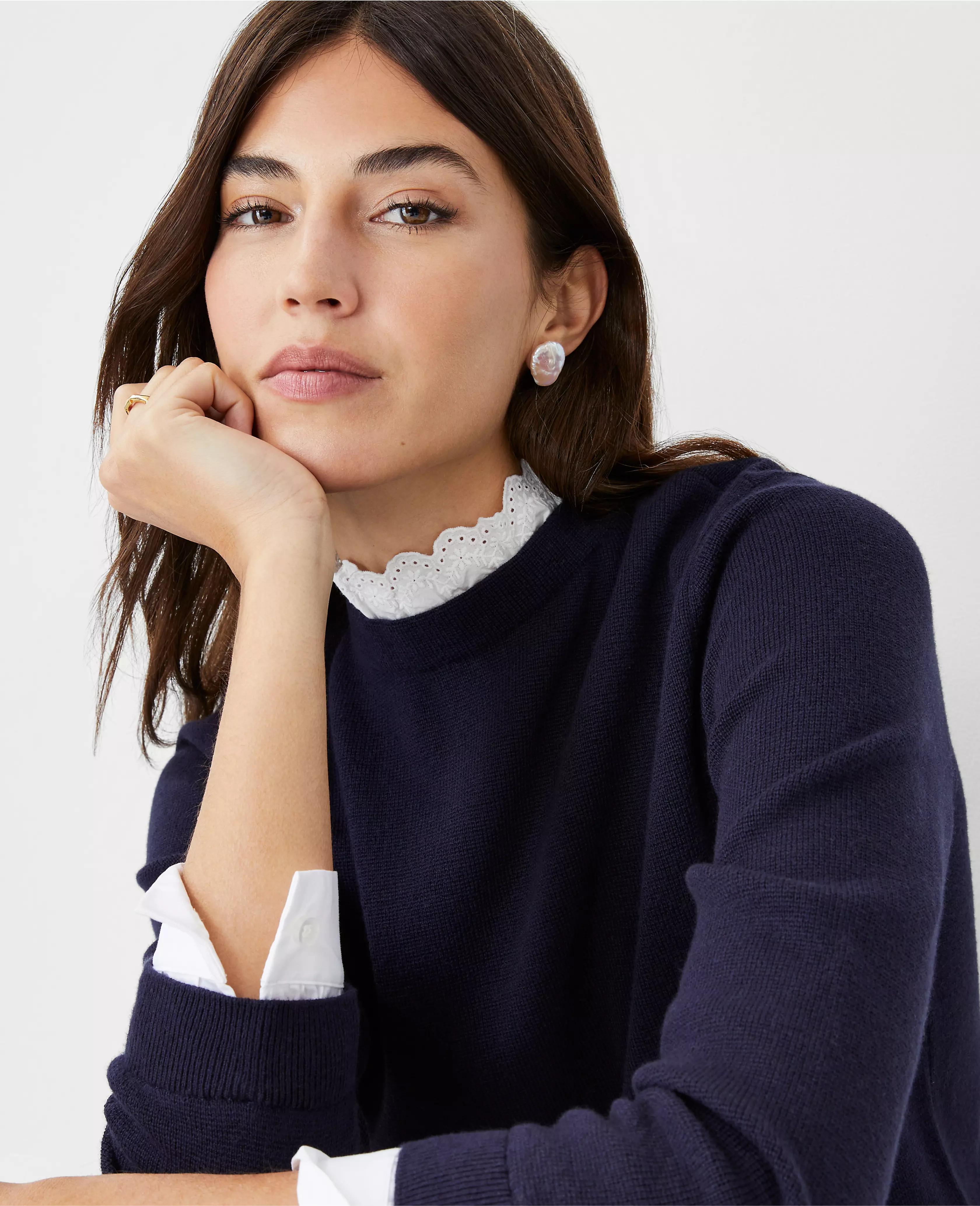 Eyelet Trim Sweater | Ann Taylor (US)