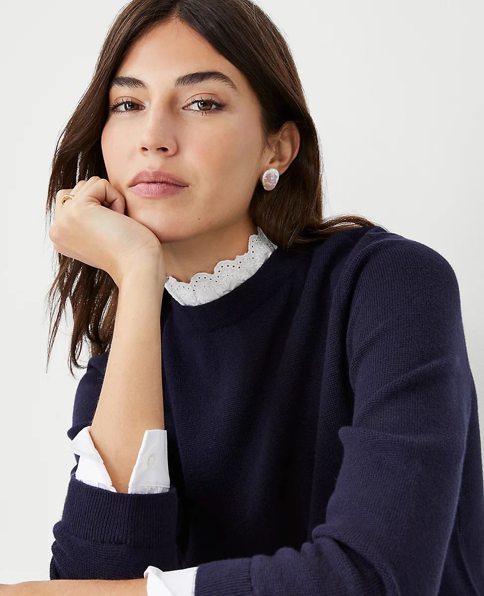 Eyelet Trim Sweater | Ann Taylor (US)