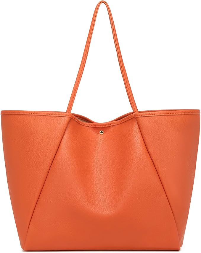 Dreubea Large Leather Tote Bag for Women - Big Work Bag, Spacious Minimalist Handbag, Tote Handba... | Amazon (US)