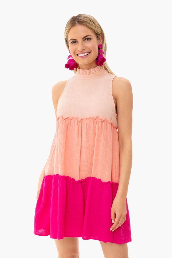 Sunset Colorblock Lightweight Gauze Morgan Dress | Tuckernuck (US)