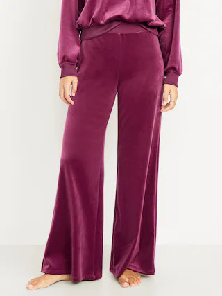 High-Waisted Velour Flare Lounge Pants | Old Navy (US)
