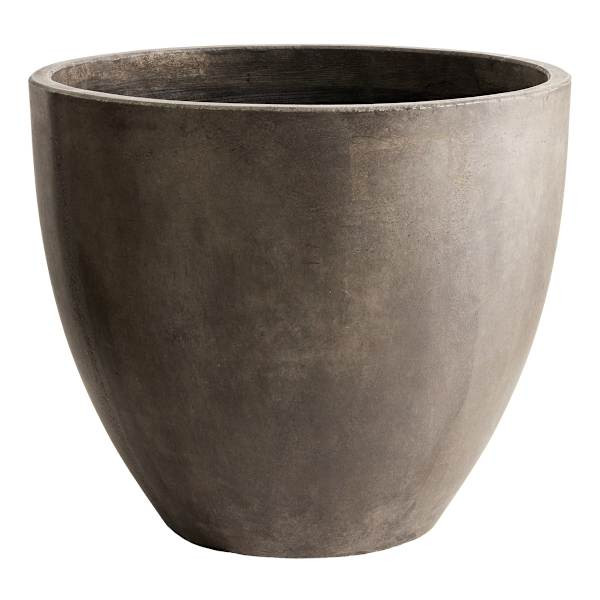 Dark Grey Concrete Egg Shape Outdoor Planter with Natural Smooth Finish, Medium | At Home
