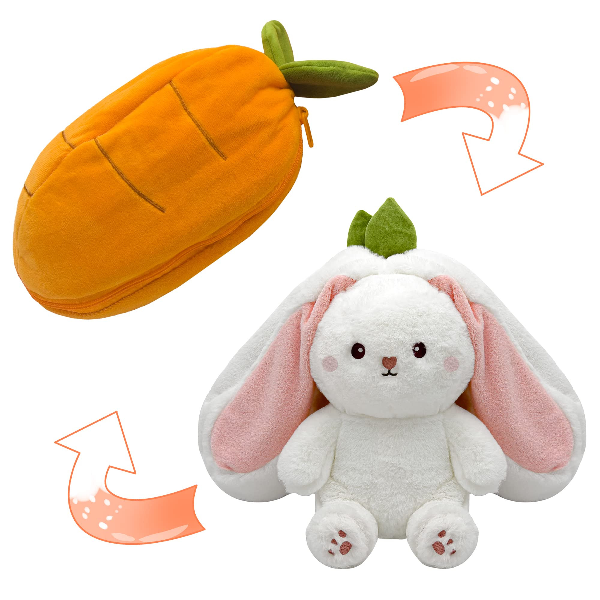 Amazon.com: YOUBLEK Bunny Stuffed Animal,Carrot Reversible Cuddle Bunny Plush Doll with Zipper Cu... | Amazon (US)