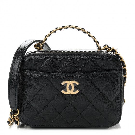 CHANEL Caviar Quilted Pick Me Up Small Vanity Case Black | FASHIONPHILE | Fashionphile