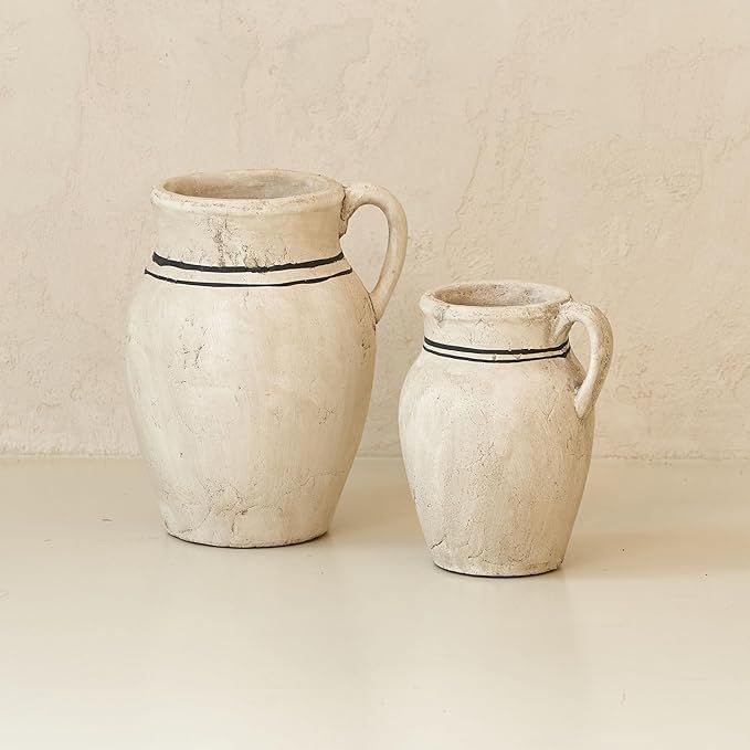 LB2 Ceramic Rustic Vase, Terra Cotta Pitcher Vase, Distressed Farmhouse Decor, Pottery Decorative... | Amazon (US)