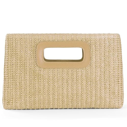 Crbeqabe Top Handle Straw Clutch Purses for Women Summer Evening Handbag Vacation Handbags Raffia Woven Beach Bags | Amazon (US)