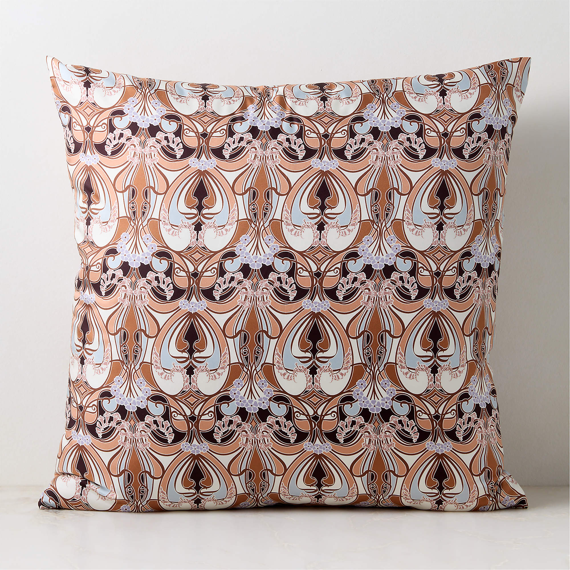 Ascona Italian Patterned Silk Throw Pillow Cover with Down Alternative Insert 23"x23" | CB2 | CB2