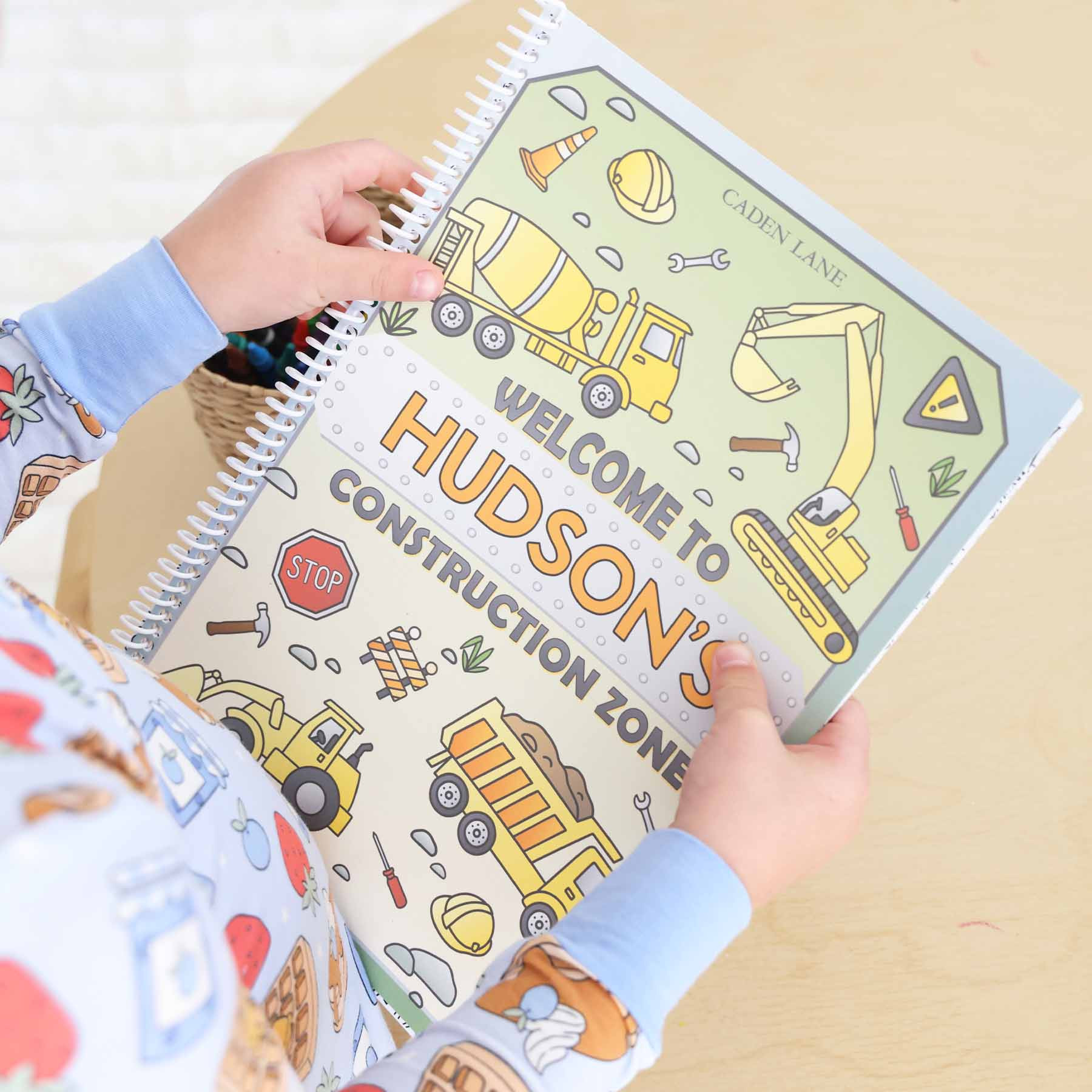 Personalized Coloring Book | Construction Zone | Caden Lane
