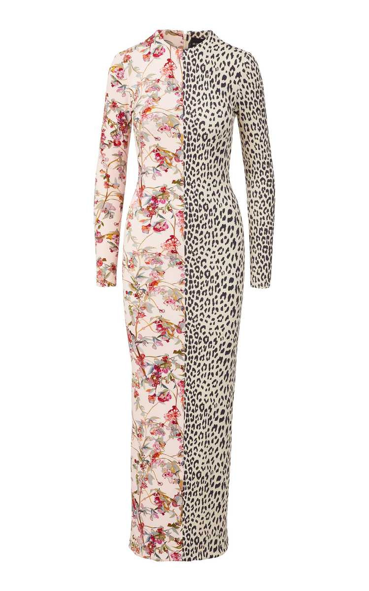 Floral Leopard Split Print Jersey Midi Dress | Moda Operandi (Global)