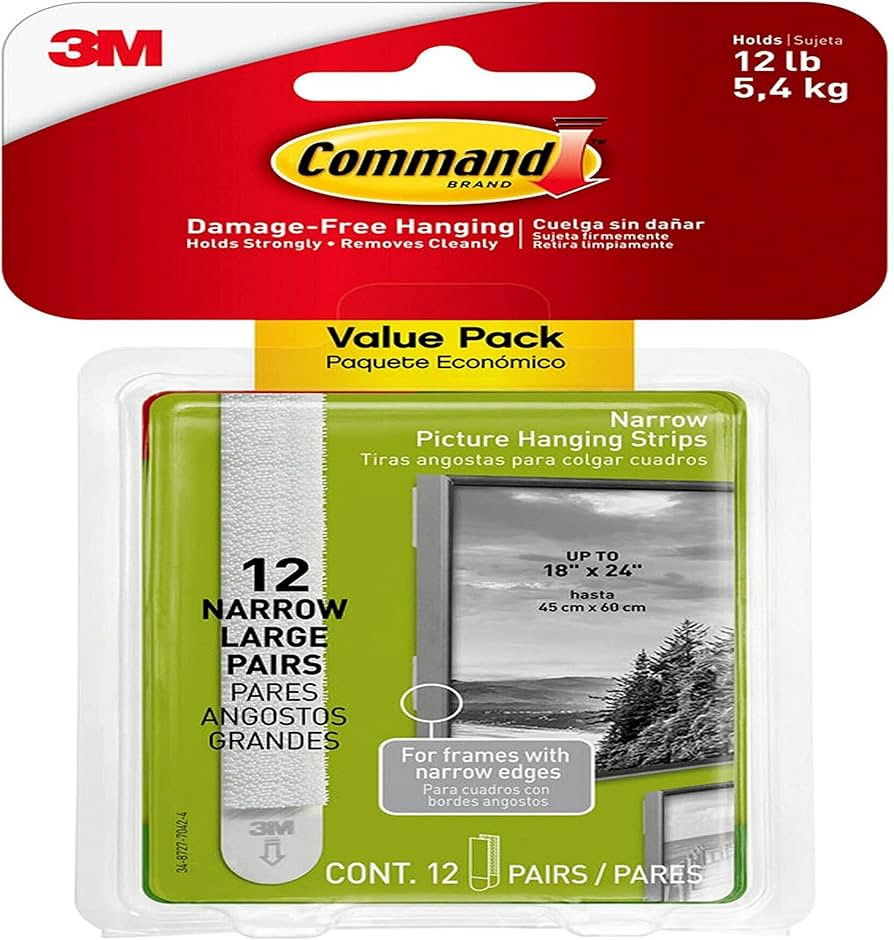 Command Narrow Picture Hanging Strips, Damage Free Hanging Picture Hangers, No Tools Wall Strips ... | Amazon (US)