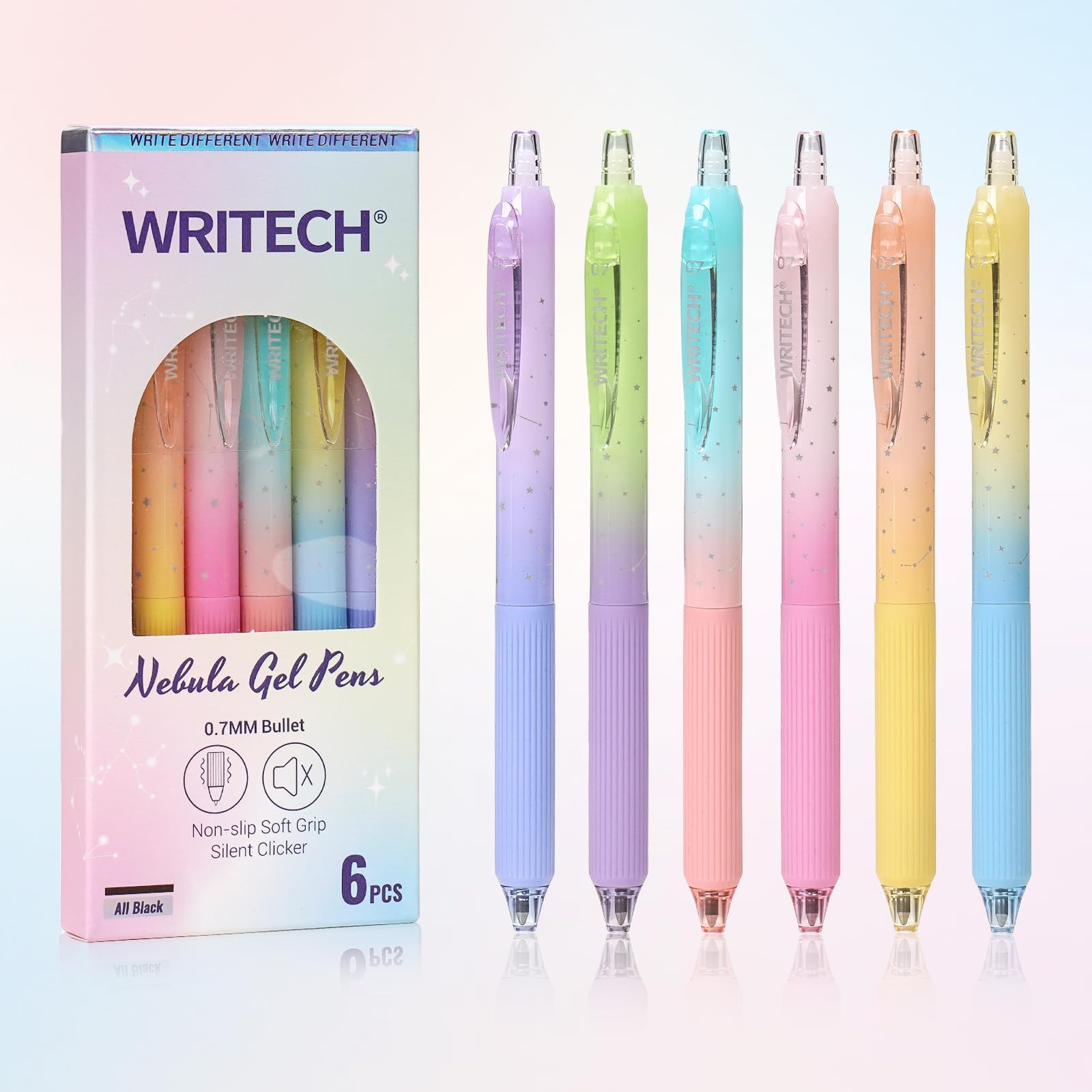 WRITECH Gel Pens Fine Point: 0.7mm Black Ink Retractable 6ct Smooth Writing with Aesthetic Gradie... | Amazon (US)