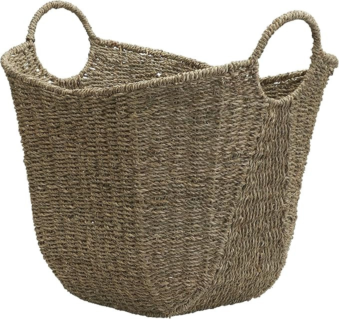 Household Essentials Brown Wicker Storage Basket with Handles Large | Natural Seagrass | Amazon (US)