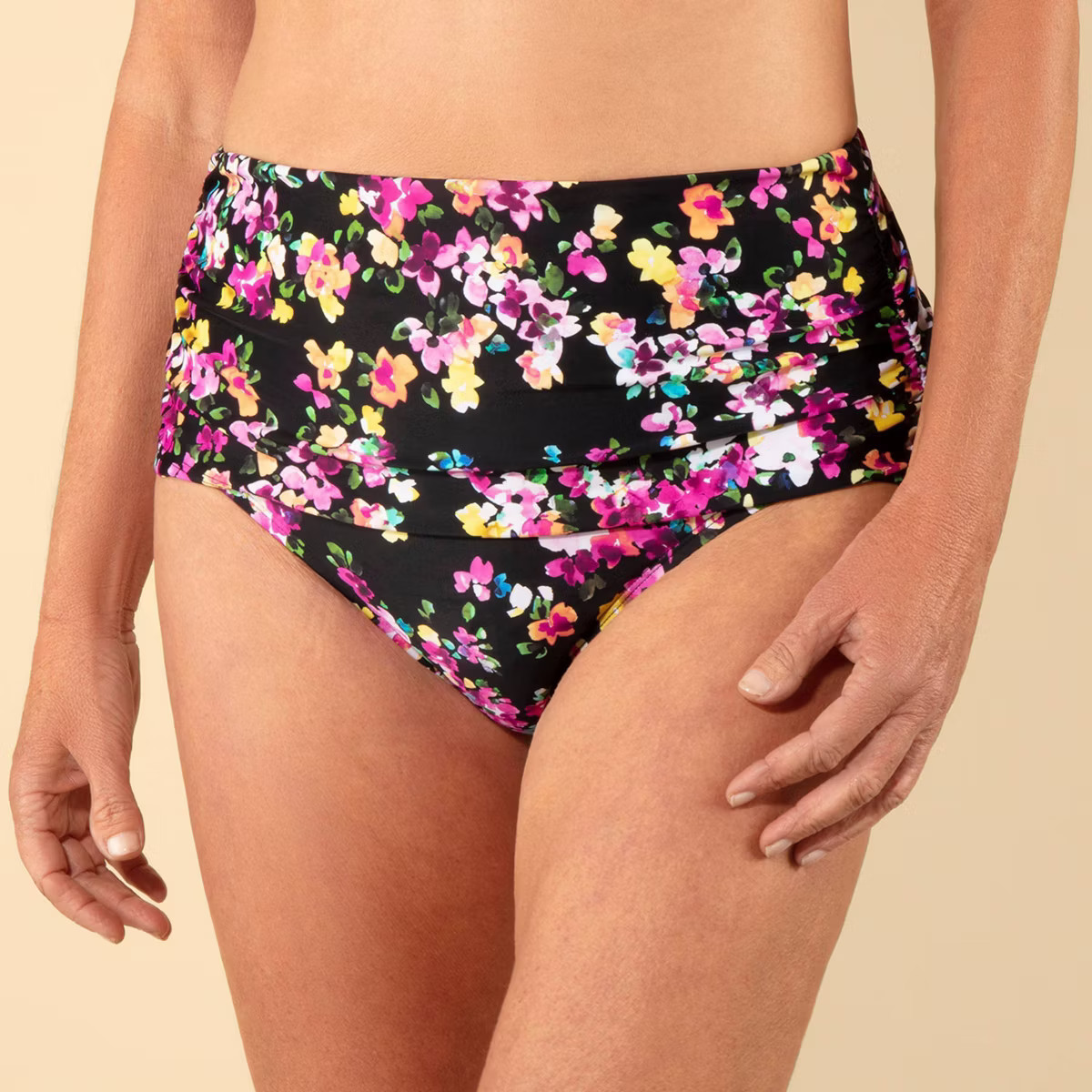 Lands' End Women's Floral Print Foldover Bikini Bottom - Multi | Target