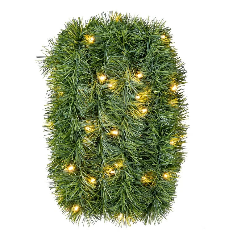 Pre-Lit Soft Artificial Christmas Garland, Clear LED Lights, 25 ft, by Holiday Time | Walmart (US)