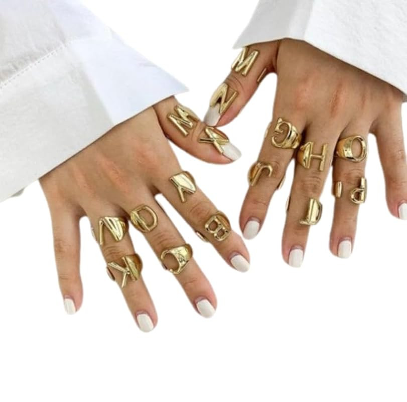 Adjustable Initial Ring (F) | Amazon (US)