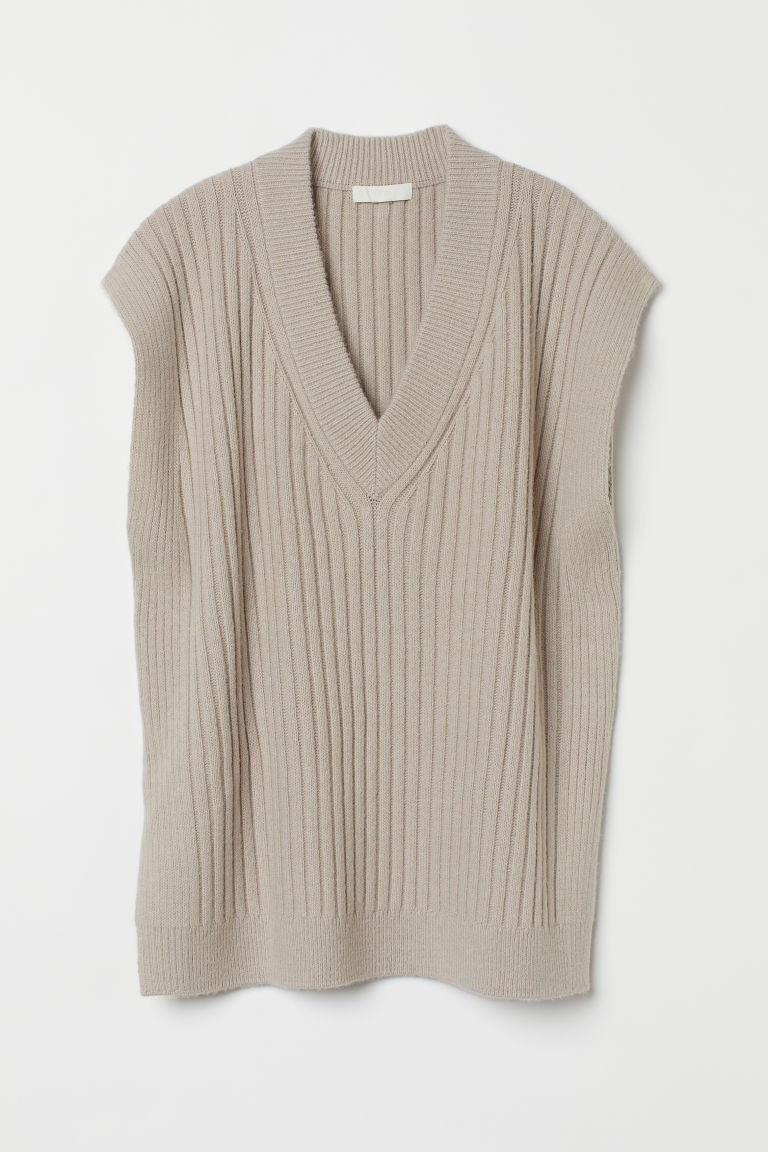 H & M - Rib-knit Sweater Vest - Brown | H&M (US + CA)