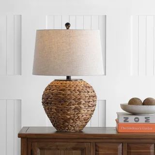 Alaro 24.5" Banana Leaf Basket LED Table Lamp, Natural by JONATHAN Y | Bed Bath & Beyond