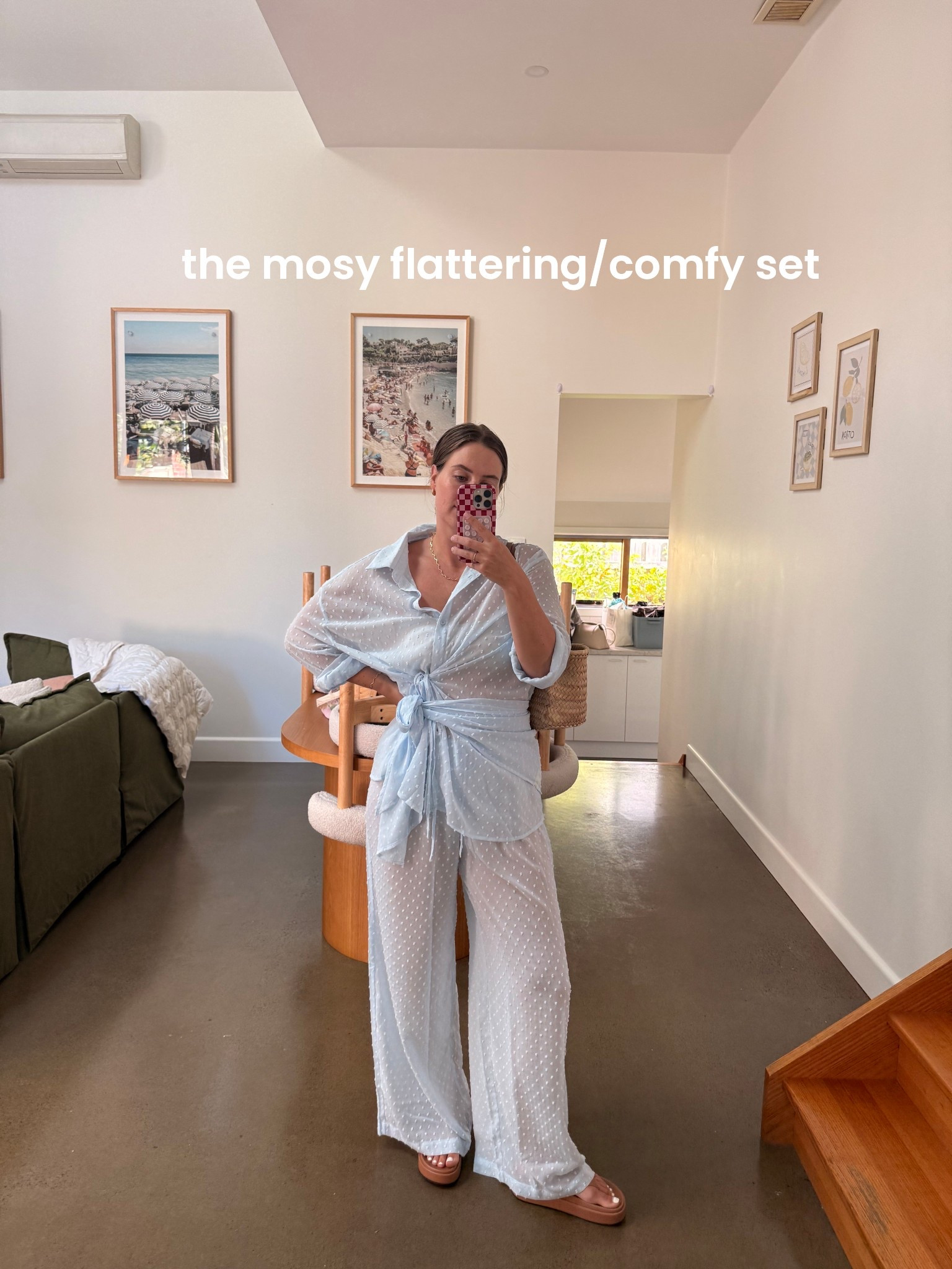 The most divine two piece set 🩵 exact one linked below 

[sheer set, sheer co ord, sheer shirt, sheer pants, matching set, two piece set, resort wear, resort outfit, vacation outfit, holiday style, beach to bar outfit, elevated resort wear, effortless chic, relaxed luxury, lightweight fabric, breathable outfit, floaty fabric, wide leg pants, oversized shirt, button down shirt, layering piece, sheer but wearable, neutral outfit, modern minimal, capsule wardrobe, summer set, warm weather outfit, European summer vibes, poolside to dinner, chic holiday look, easy throw on outfit, relaxed tailoring] 

#LTKsummer #LTKaustralia #LTKstyletip