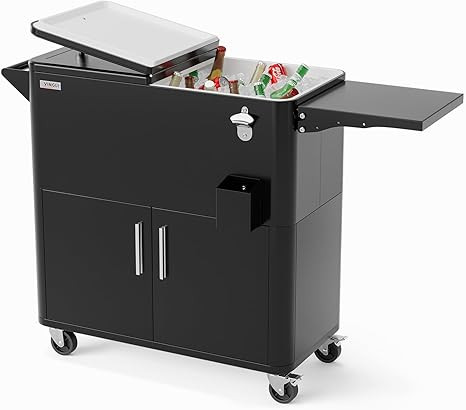 VINGLI Patio Cooler, Ice Chest with Storage Cabinet, Bottle Opener Drainage, Outdoor Cooler for P... | Amazon (US)