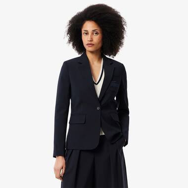 Lacoste Women's Embroidered Logo Slim Fit Wool Blazer - 32 | Lacoste (US)
