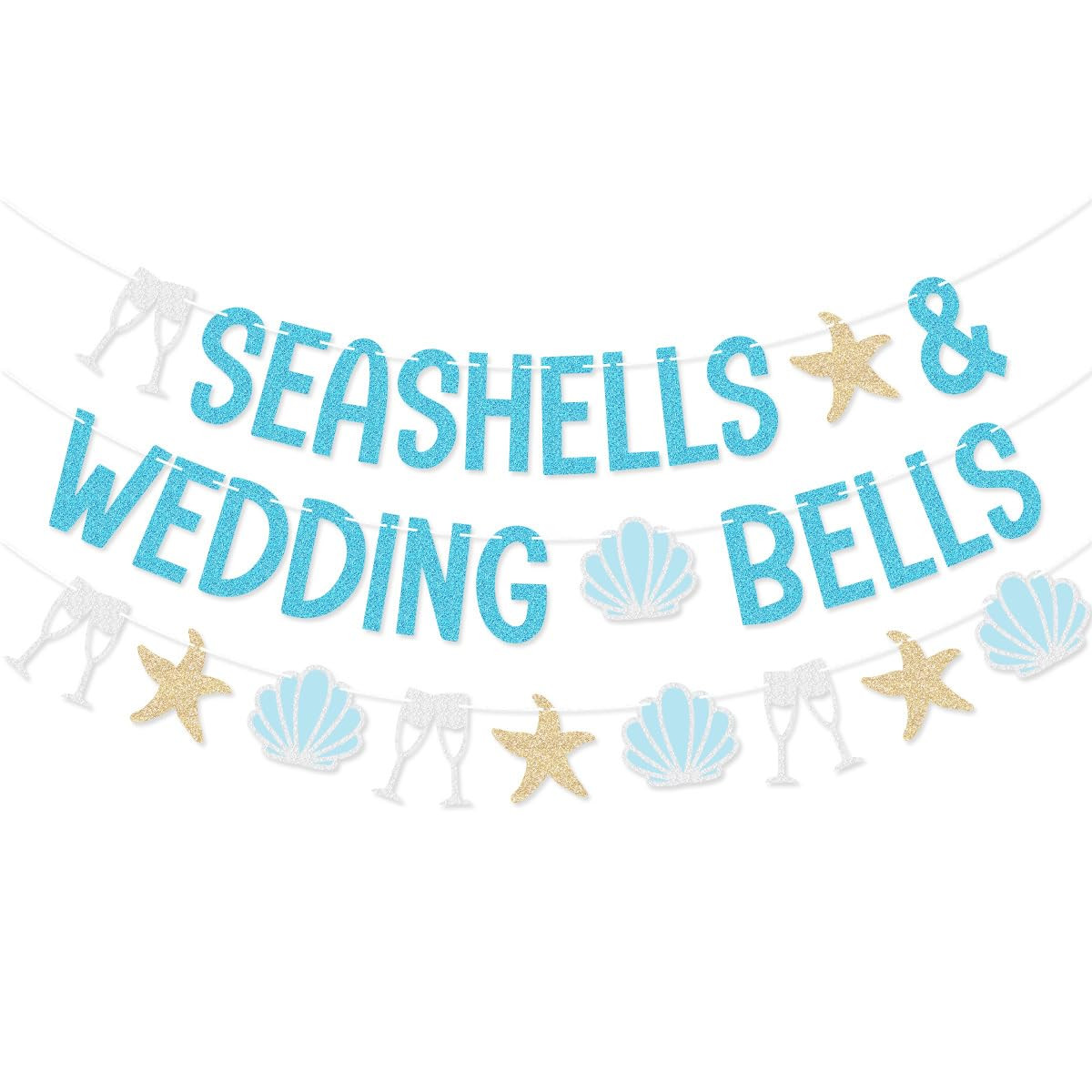 Seashells & Wedding Bells Banner Garland for Beach Bach Last Toast On The Coast Coastal Bachelore... | Amazon (US)