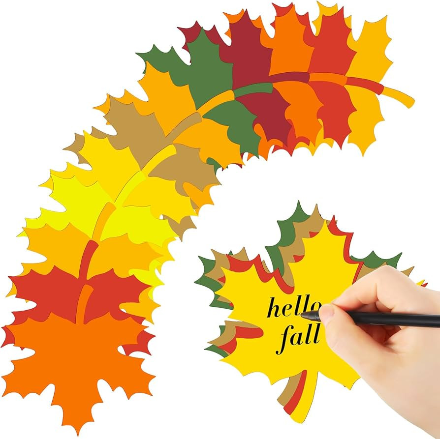 Demissle 135 Pcs Large Fall Leaves Cutouts Maple Paper Leaf Cutouts 4'' for Bulletin Board with G... | Amazon (US)