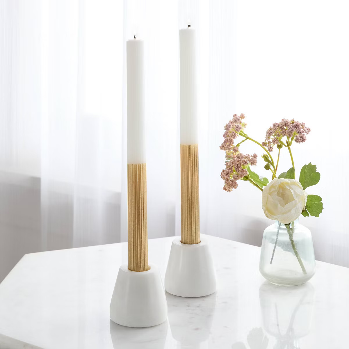 2pk Ribbed Taper Candle Set - Threshold™ | Target