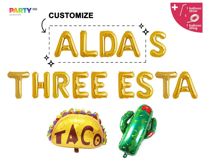 Three Esta Custom Balloon Banner Decorations | Fiesta 3rd Birthday | Customize Mexican 3rd birthd... | Etsy (US)